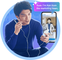 イメージ：AI英会話している男性